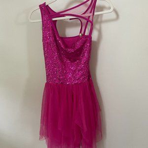 Hot pink figure skating dress
